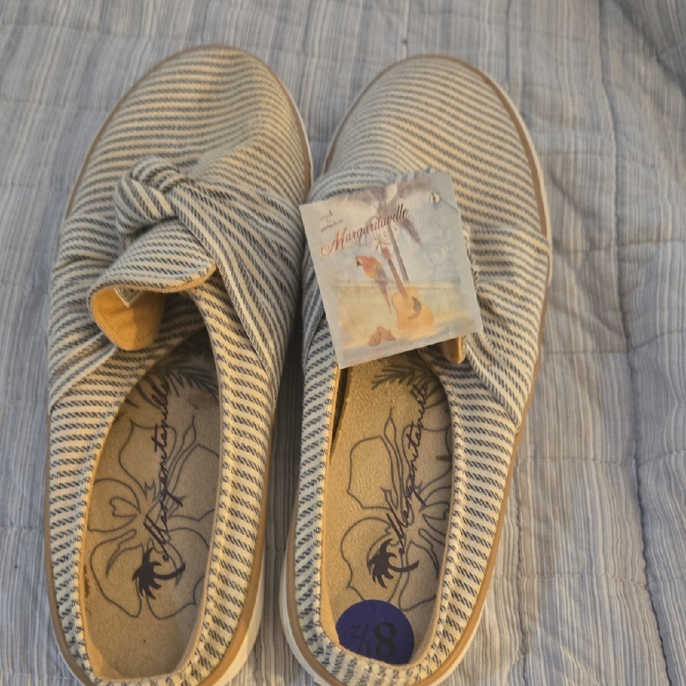 Margaritaville Striped Flats - Blue and White